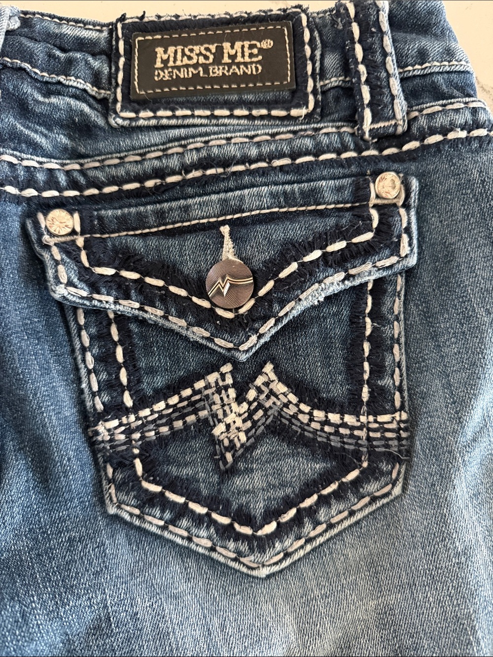 Miss Me Blue Skinny Jeans with Embroidered Back Pocket